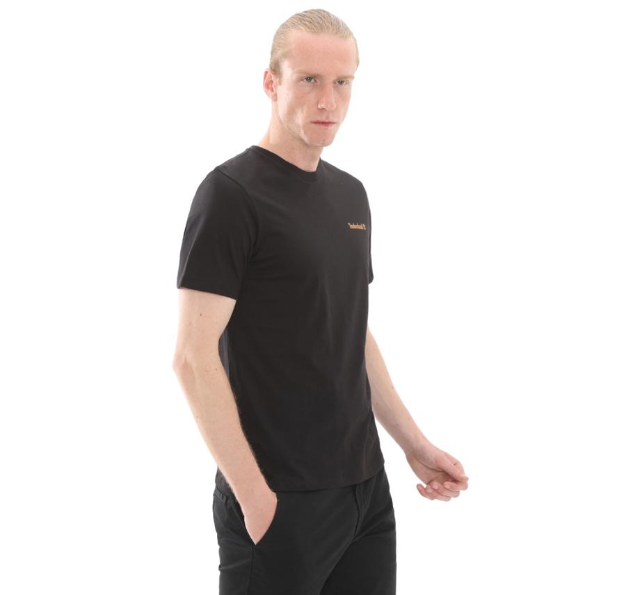 Timberland Small Linear Logo Print Tee Erkek T-Shirt Siyah Timberland Small Linear Logo Print Tee Erkek T-Shirt Siyah
