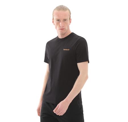 Timberland Small Linear Logo Print Tee Erkek T-Shirt Siyah