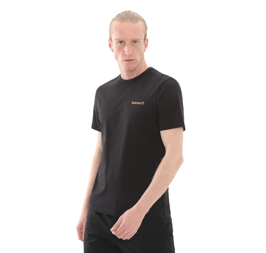 Timberland Small Linear Logo Print Tee Erkek T-Shirt Siyah Timberland Small Linear Logo Print Tee Erkek T-Shirt Siyah
