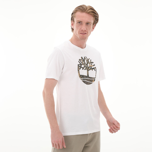 Timberland Ss Tree Logo Camo Tee Erkek T-Shirt Beyaz
