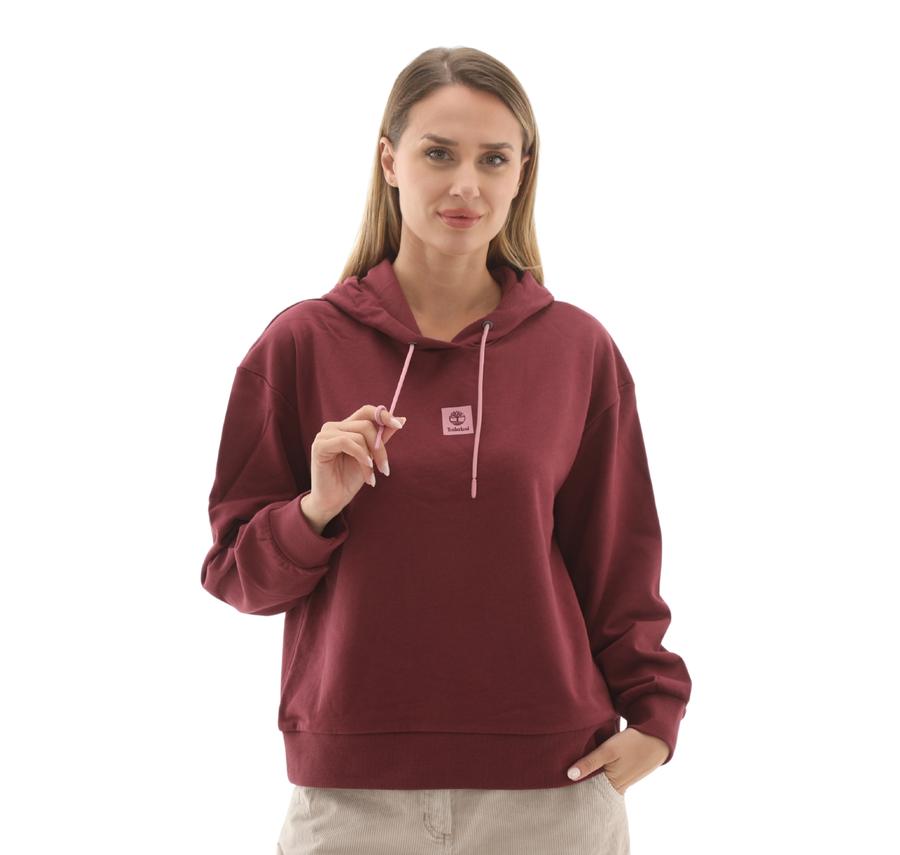 Timberland Stack Logo Loop Back Hoodie Kadın Sweatshirt Bordo Timberland Stack Logo Loop Back Hoodie Kadın Sweatshirt Bordo