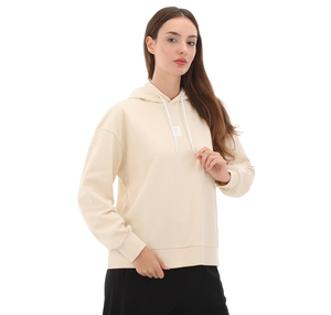Timberland Stack Logo Loop Back Hoodıe Kadın Sweatshirt Krem