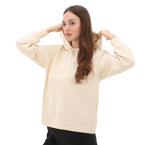 Timberland Stack Logo Loop Back Hoodıe Kadın Sweatshirt Krem