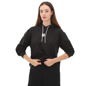 Timberland Stack Logo Loop Back Hoodıe Kadın Sweatshirt Siyah