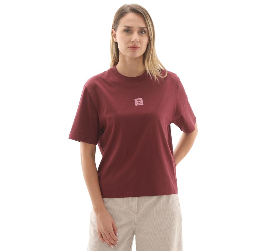 Timberland Stack Logo Short-Sleeve Tee Kadın T-Shirt Bordo Timberland Stack Logo Short-Sleeve Tee Kadın T-Shirt Bordo