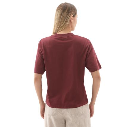 Timberland Stack Logo Short-Sleeve Tee Kadın T-Shirt Bordo