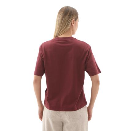 Timberland Stack Logo Short-Sleeve Tee Kadın T-Shirt Bordo