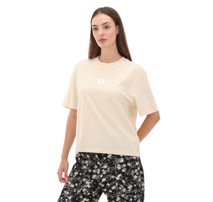 Timberland Stack Logo Short-Sleeve Tee Kadın T-Shirt Krem