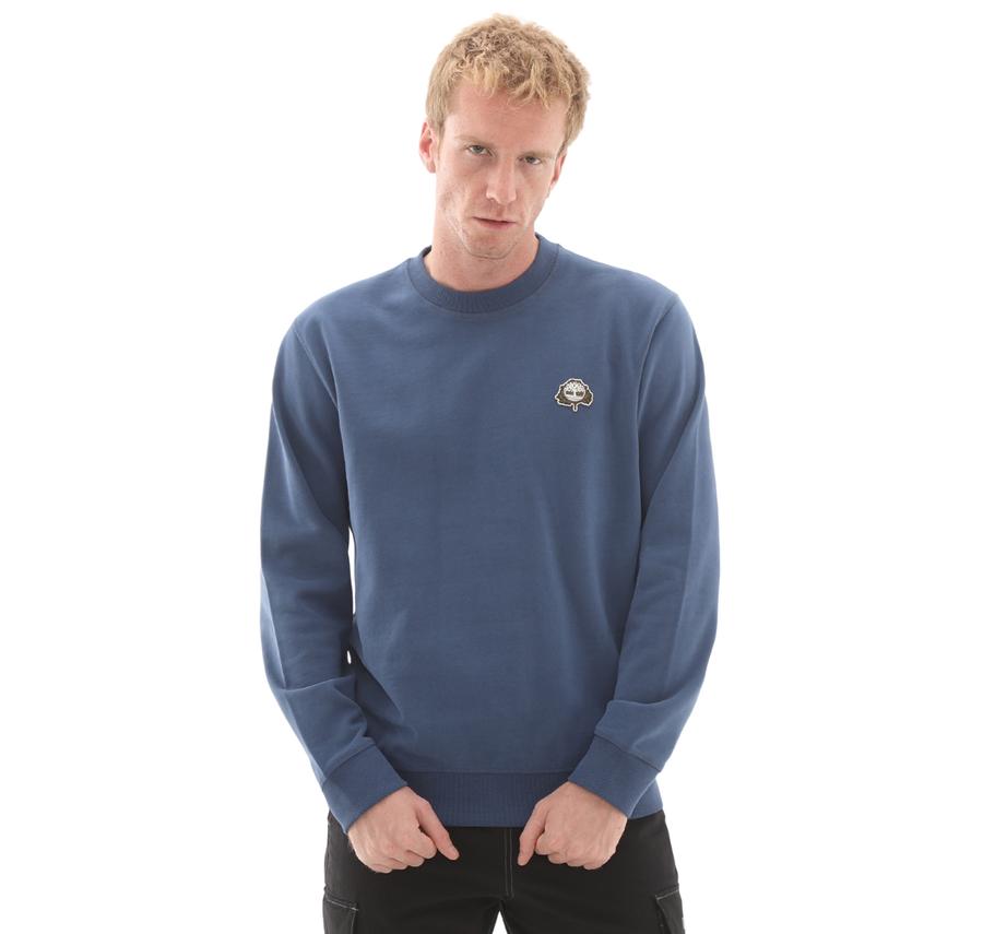 Timberland Tree Logo Patch Crewneck Erkek Sweatshirt Mavi Timberland Tree Logo Patch Crewneck Erkek Sweatshirt Mavi