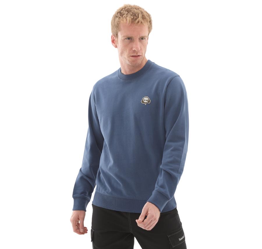 Timberland Tree Logo Patch Crewneck Erkek Sweatshirt Mavi Timberland Tree Logo Patch Crewneck Erkek Sweatshirt Mavi