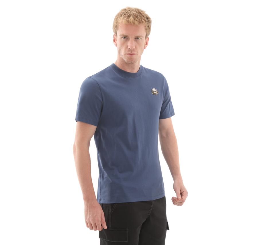 Timberland Tree Logo Patch Tee Erkek T-Shirt Mavi Timberland Tree Logo Patch Tee Erkek T-Shirt Mavi