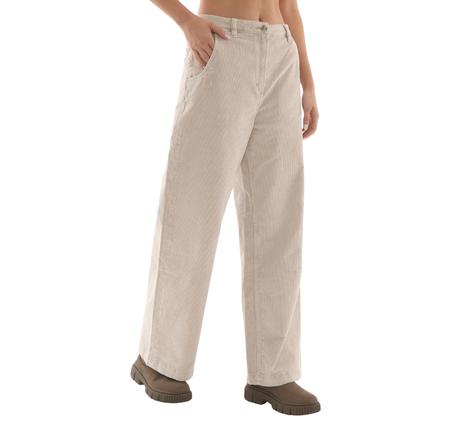 Timberland Washed Corduroy Wide-Leg Pants Kadın Pantolon Krem