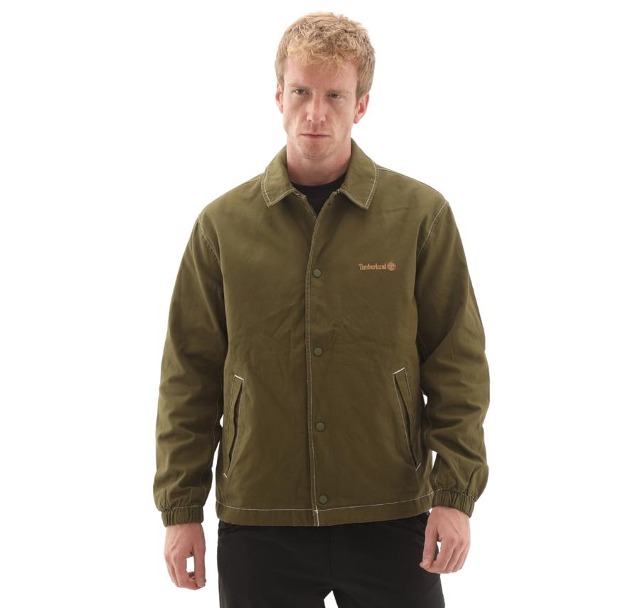 Timberland Washed Duck Canvas Insulated Coach Jacke Erkek Yeşil Timberland Washed Duck Canvas Insulated Coach Jacke Erkek Yeşil