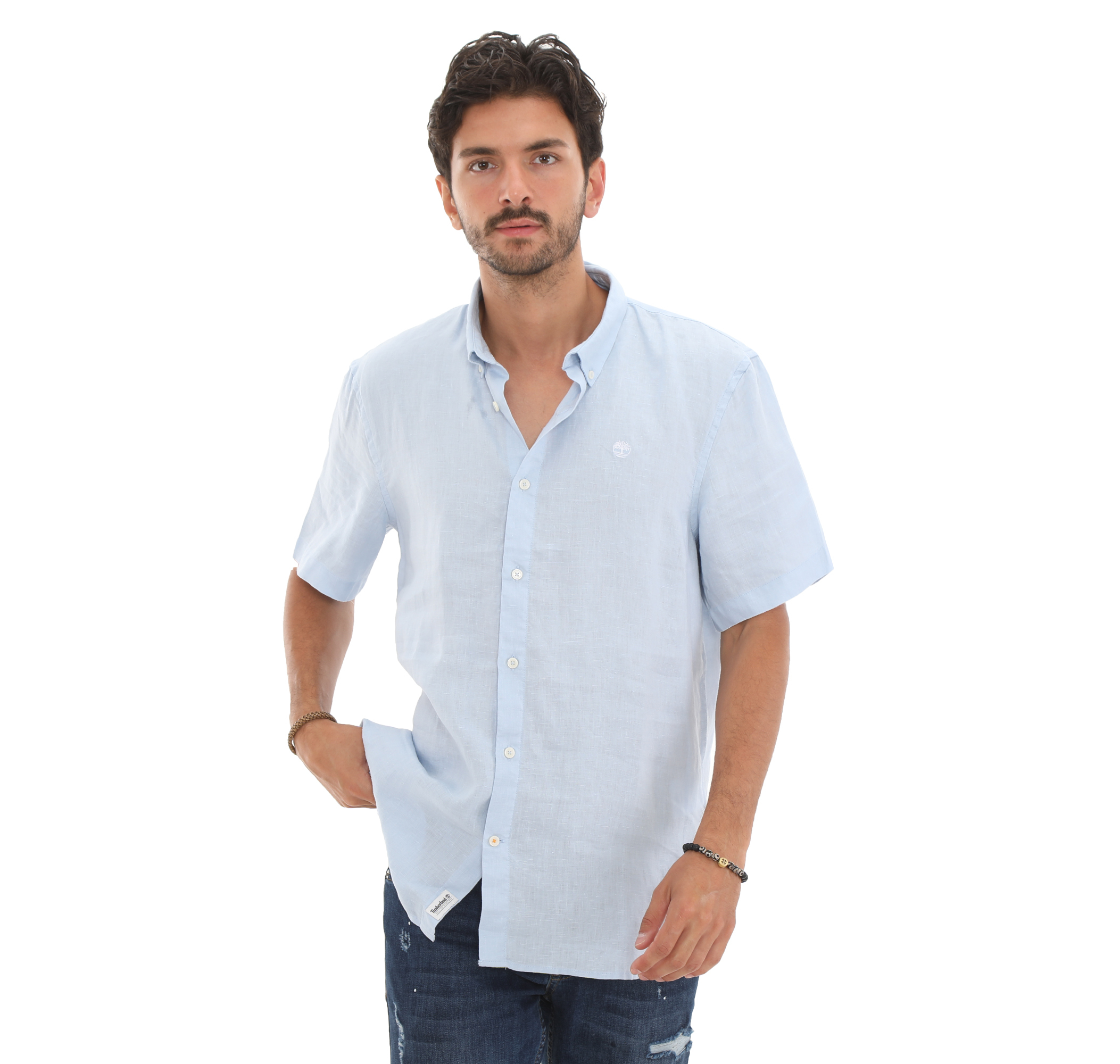 Мужская рубашка Timberland Ss Linen Shirt Gömlek Açik