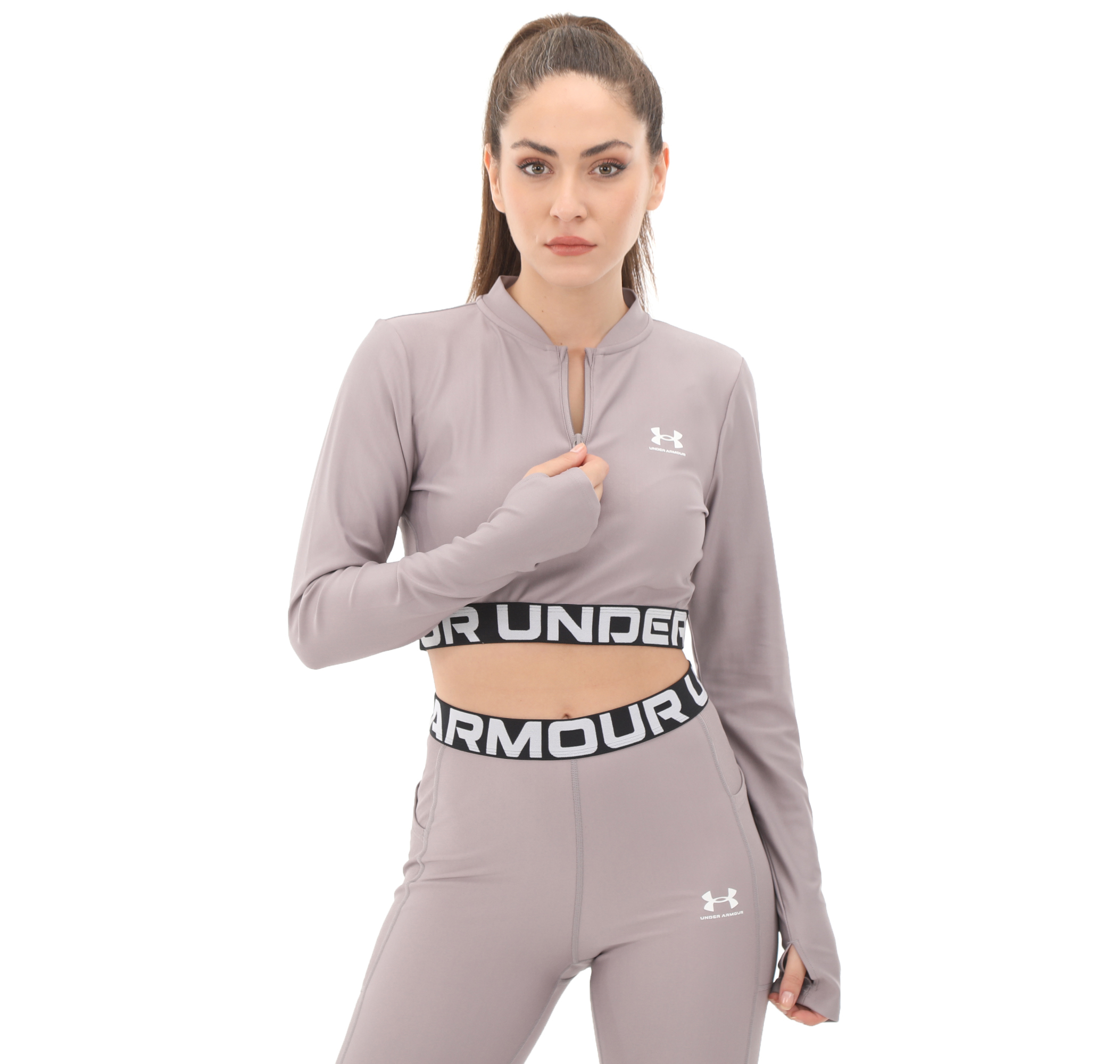 Женская футболка Under Armour Heatgear Rib 1-4 Zip Ls