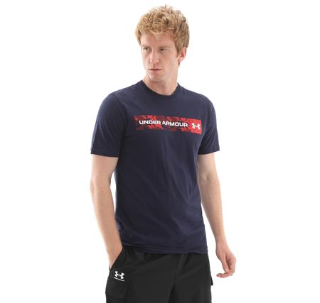 Under Armour Ua Camo Chest Strıpe Ss Erkek T-Shirt Lacivert