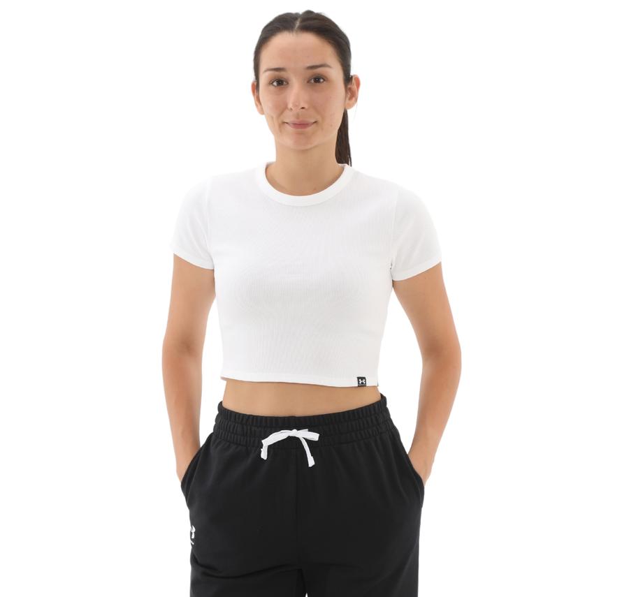 Under Armour Ua Rival Rib Baby Tee Kadın T-Shirt Beyaz Under Armour Ua Rival Rib Baby Tee Kadın T-Shirt Beyaz