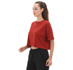 Under Armour Ua W Boxy Crop Logo Ss Kadın T-Shirt Kırmızı