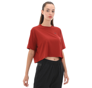 Under Armour Ua W Boxy Crop Logo Ss Kadın T-Shirt Kırmızı