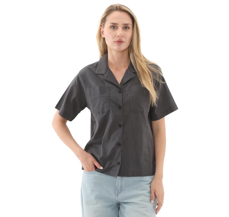 Vans Cassidy Camp Shirt Kadın Gömlek Siyah Vans Cassidy Camp Shirt Kadın Gömlek Siyah