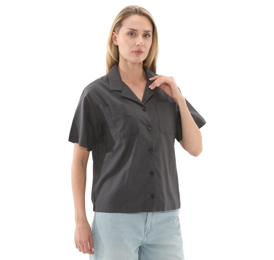 Vans Cassidy Camp Shirt Kadın Gömlek Siyah Vans Cassidy Camp Shirt Kadın Gömlek Siyah