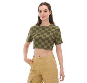 Vans Checker Crew Crop Iı Kadın T-Shirt Yeşil