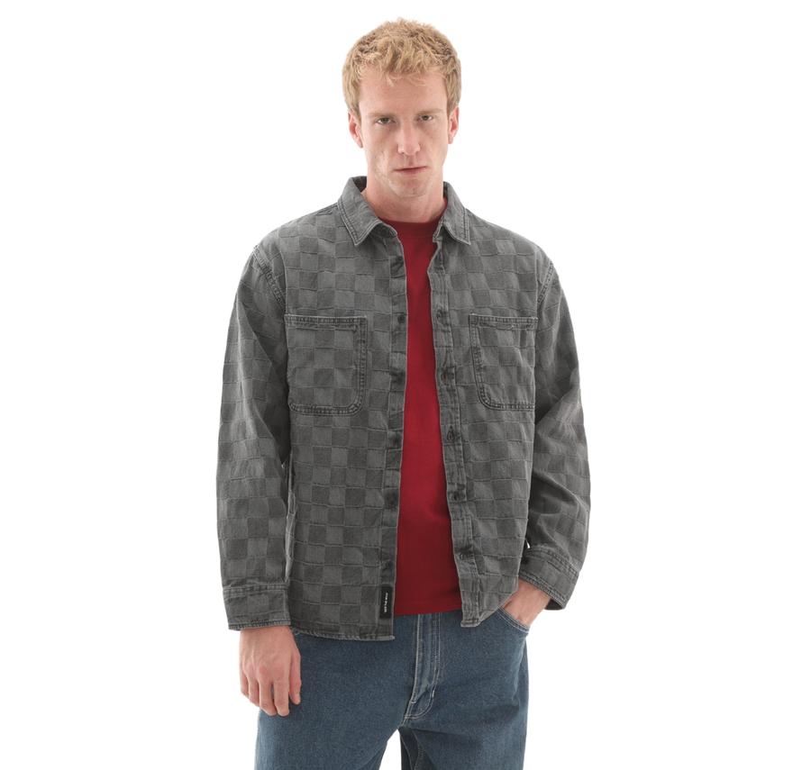 Vans Hastings Checkerboard Denin Ls Woven Erkek Ceket Gri Vans Hastings Checkerboard Denin Ls Woven Erkek Ceket Gri