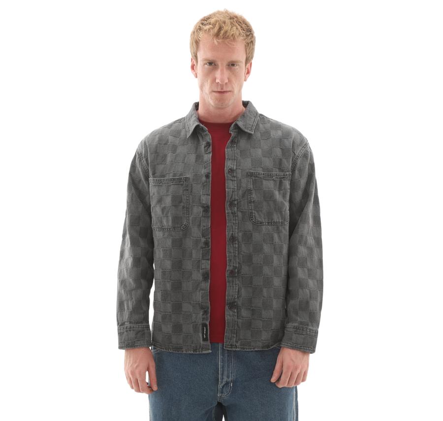 Vans Hastings Checkerboard Denin Ls Woven Erkek Ceket Gri Vans Hastings Checkerboard Denin Ls Woven Erkek Ceket Gri