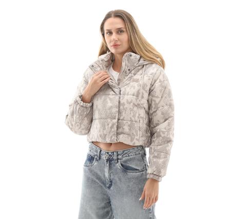 Vans Hillgate Aop Cropped Puffer Kadın Mont Gri