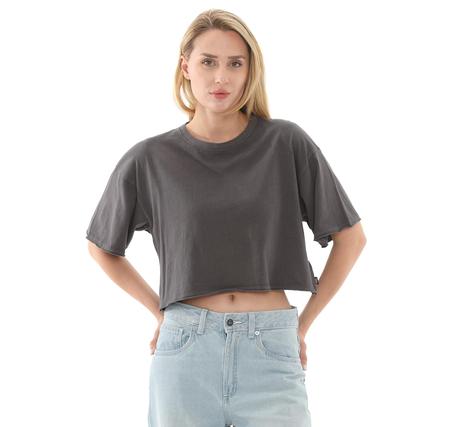 Vans Relaxed Crop Wash Ss Tee Kadın T-Shirt Antrasit Vans Relaxed Crop Wash Ss Tee Kadın T-Shirt Antrasit