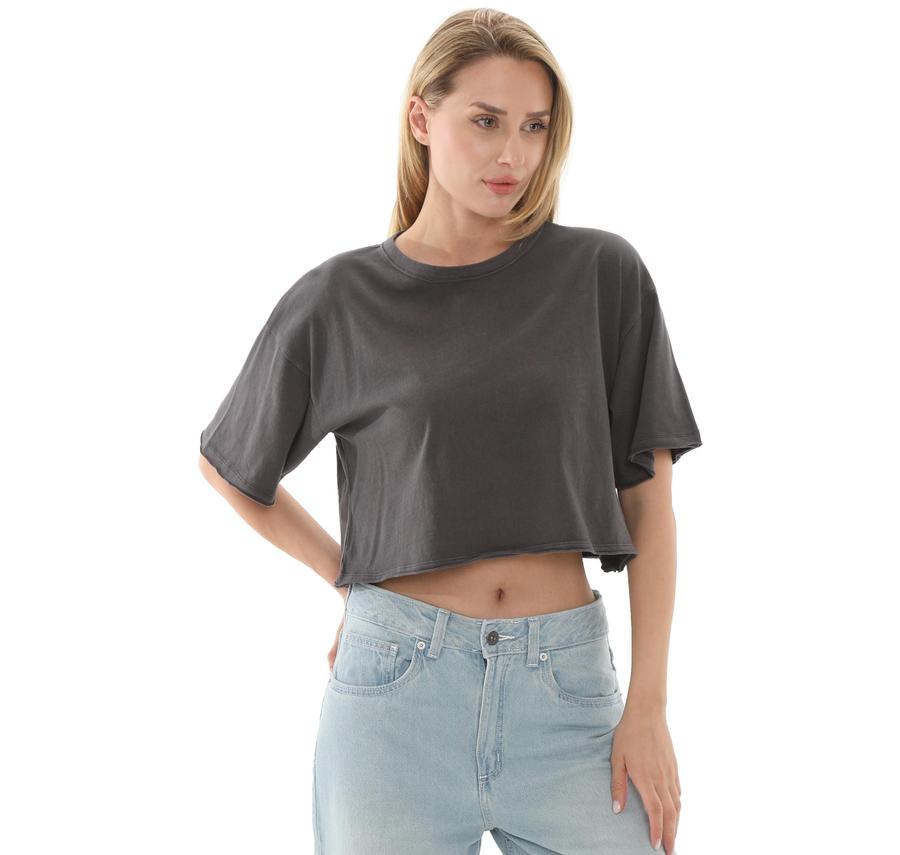 Vans Relaxed Crop Wash Ss Tee Kadın T-Shirt Antrasit Vans Relaxed Crop Wash Ss Tee Kadın T-Shirt Antrasit