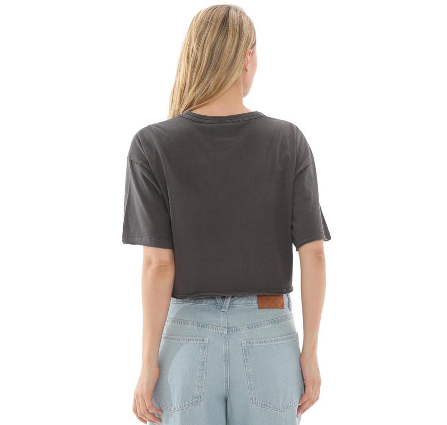 Vans Relaxed Crop Wash Ss Tee Kadın T-Shirt Antrasit Vans Relaxed Crop Wash Ss Tee Kadın T-Shirt Antrasit