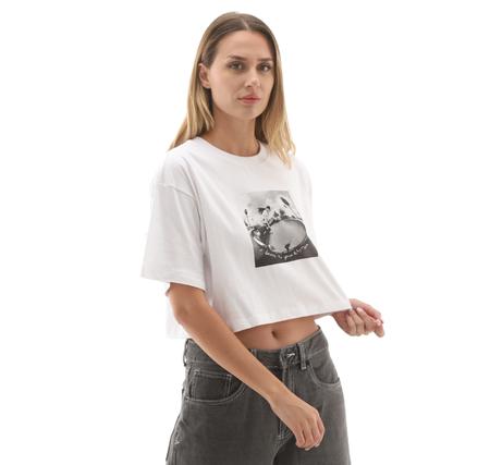 Vans Rhythm Relaxed Crop Ss Kadın T-Shirt Beyaz