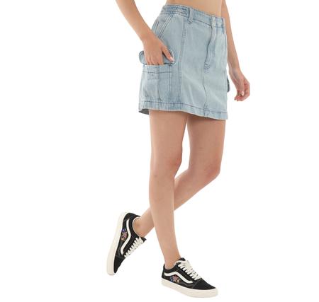 Vans Sidewalk Denim Skirt Kadın Elbise - Etek Açık Mavi