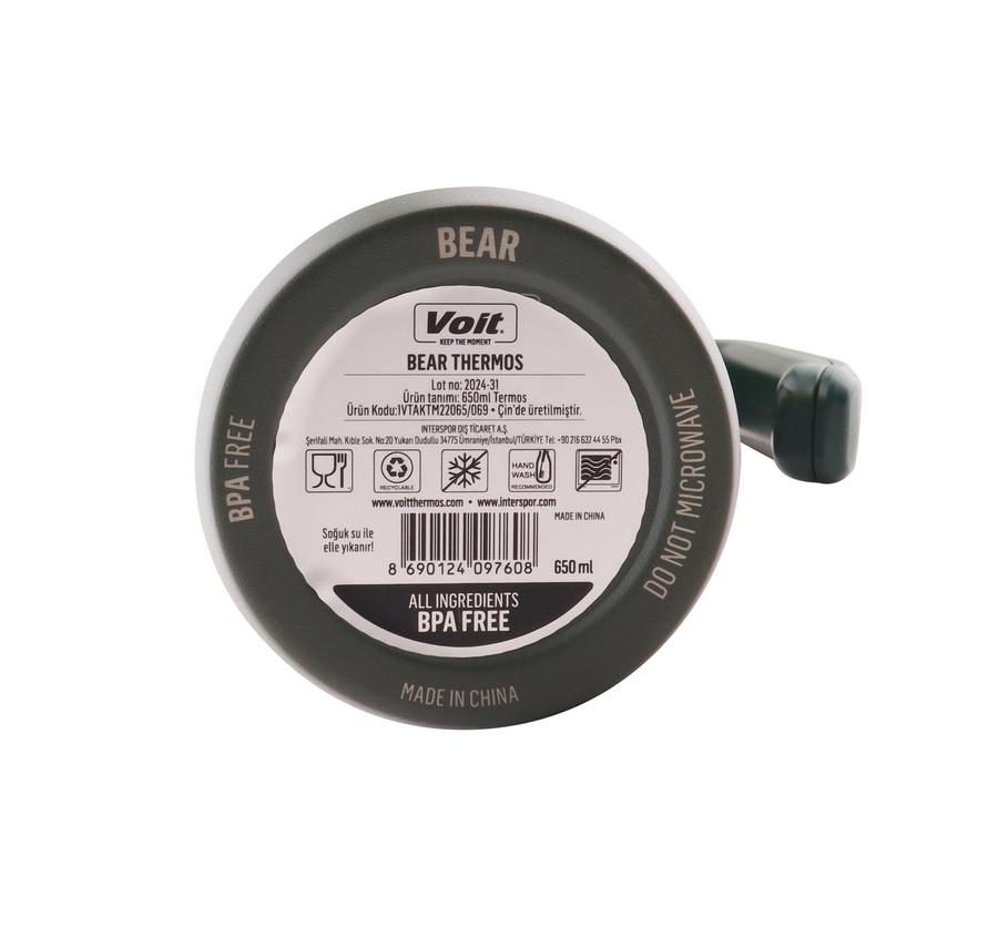 Voit Bear Thermos 650Ml Termos Antrasit Voit Bear Thermos 650Ml Termos Antrasit